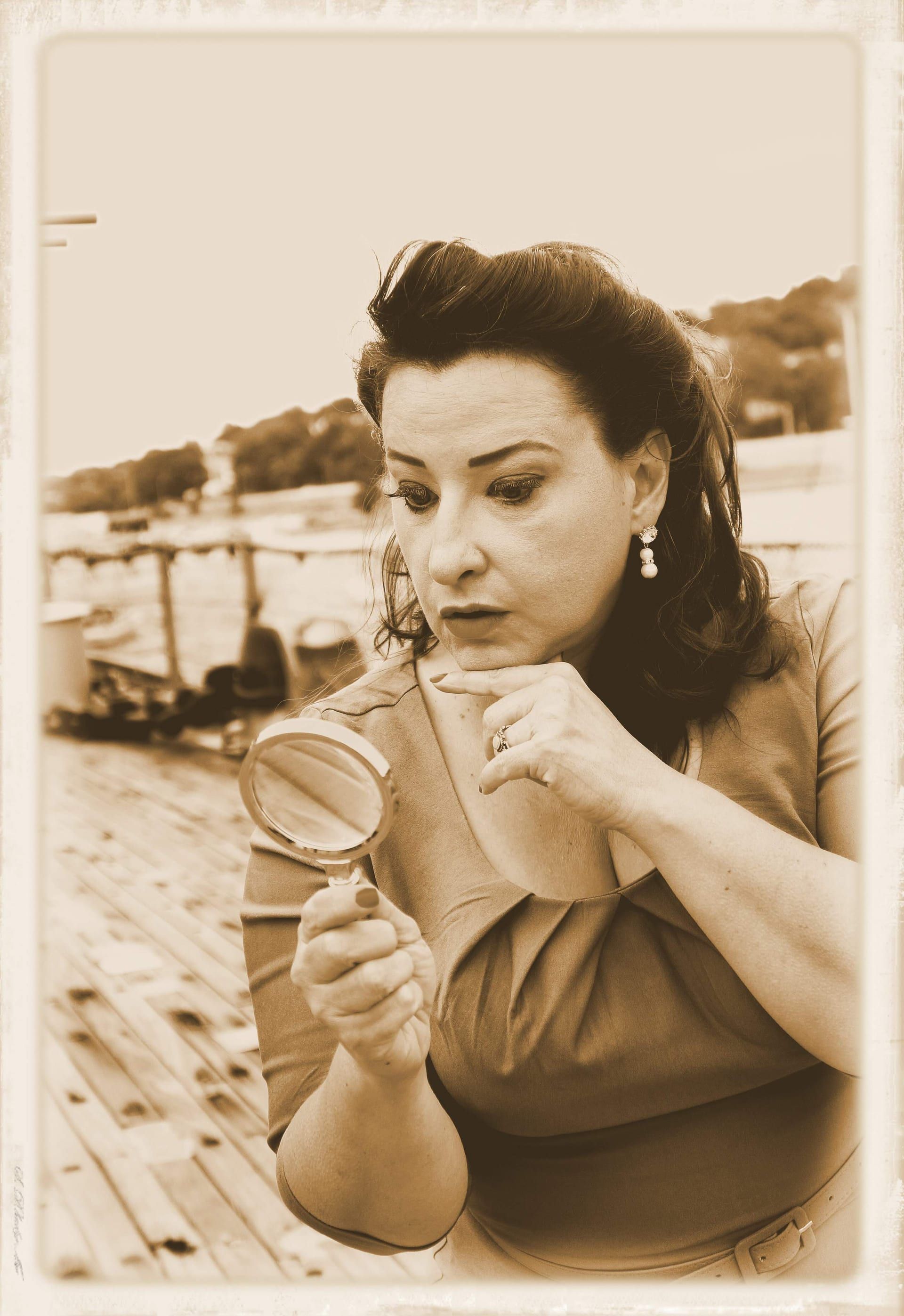 Group gathered around clues