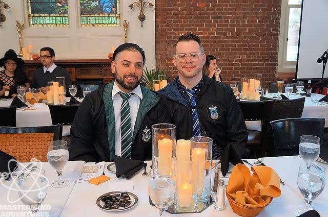 A group portrait at the wizarding dinner